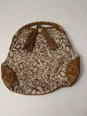 Bebe Logo textile and leather Tote  purse Vintage